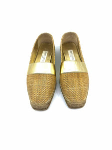 JIMMY CHOO Size 8 Natural CORK Woven Flats