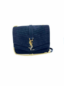 YVES SAINT LAURENT Black Suede Chevron print Handbag