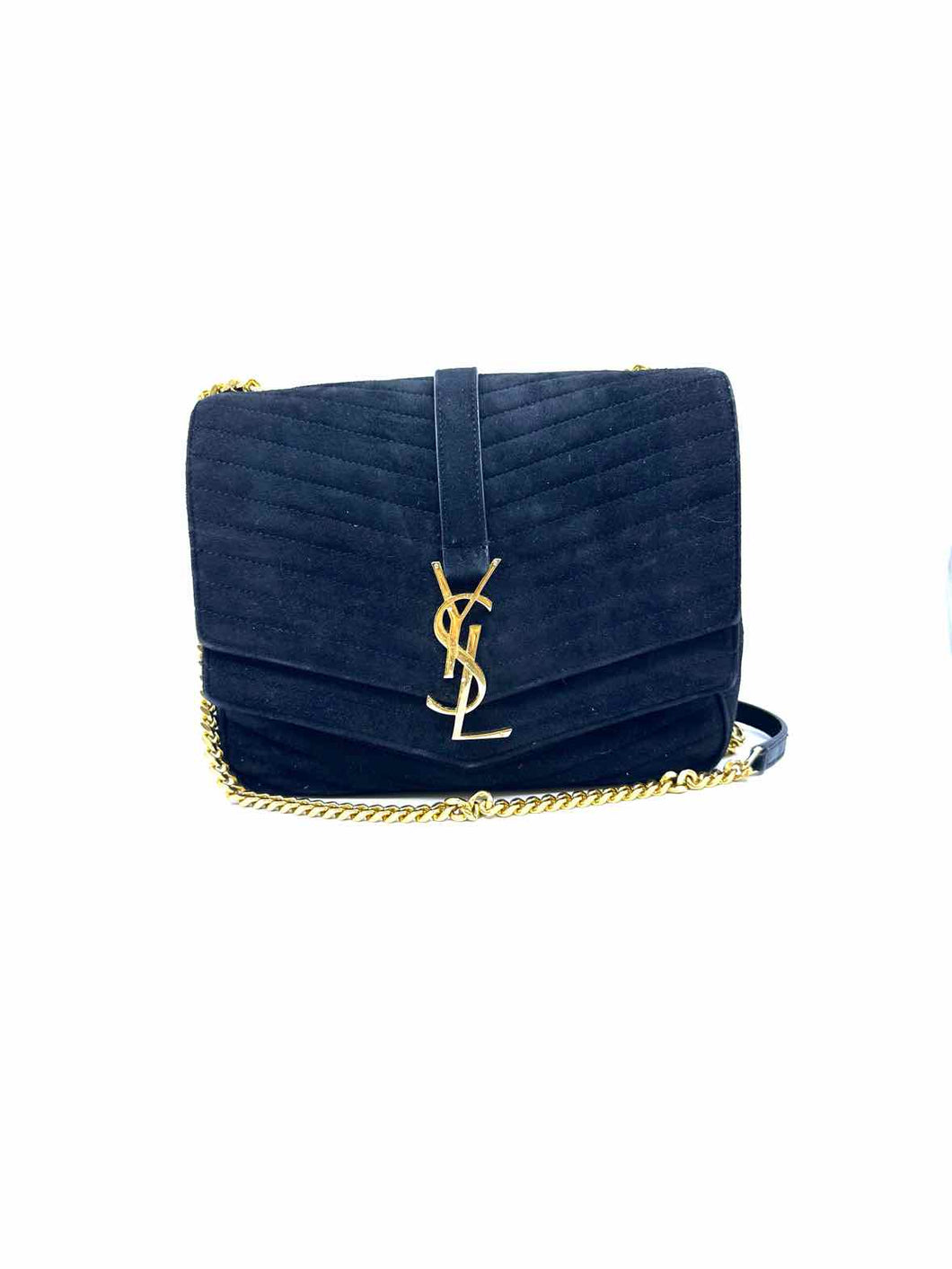 YVES SAINT LAURENT Black Suede Chevron print Handbag