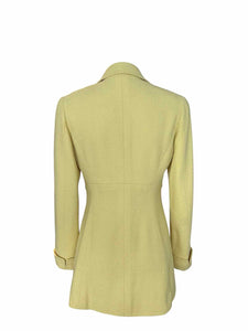 CHANEL Size 4 Yellow Tweed Solid Blazer
