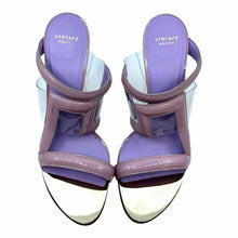 Load image into Gallery viewer, VERSACE Size 10 Lavender Patent Leather Plastic Geometric Sandals
