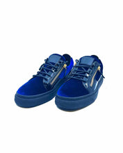 Load image into Gallery viewer, GIUSEPPE ZANOTTI Size 4 Blue, Black Velvet Solid Sneakers
