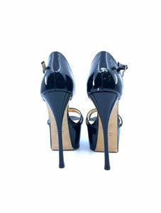 GIUSEPPE ZANOTTI Size 8 Black Patent Leather Sandals