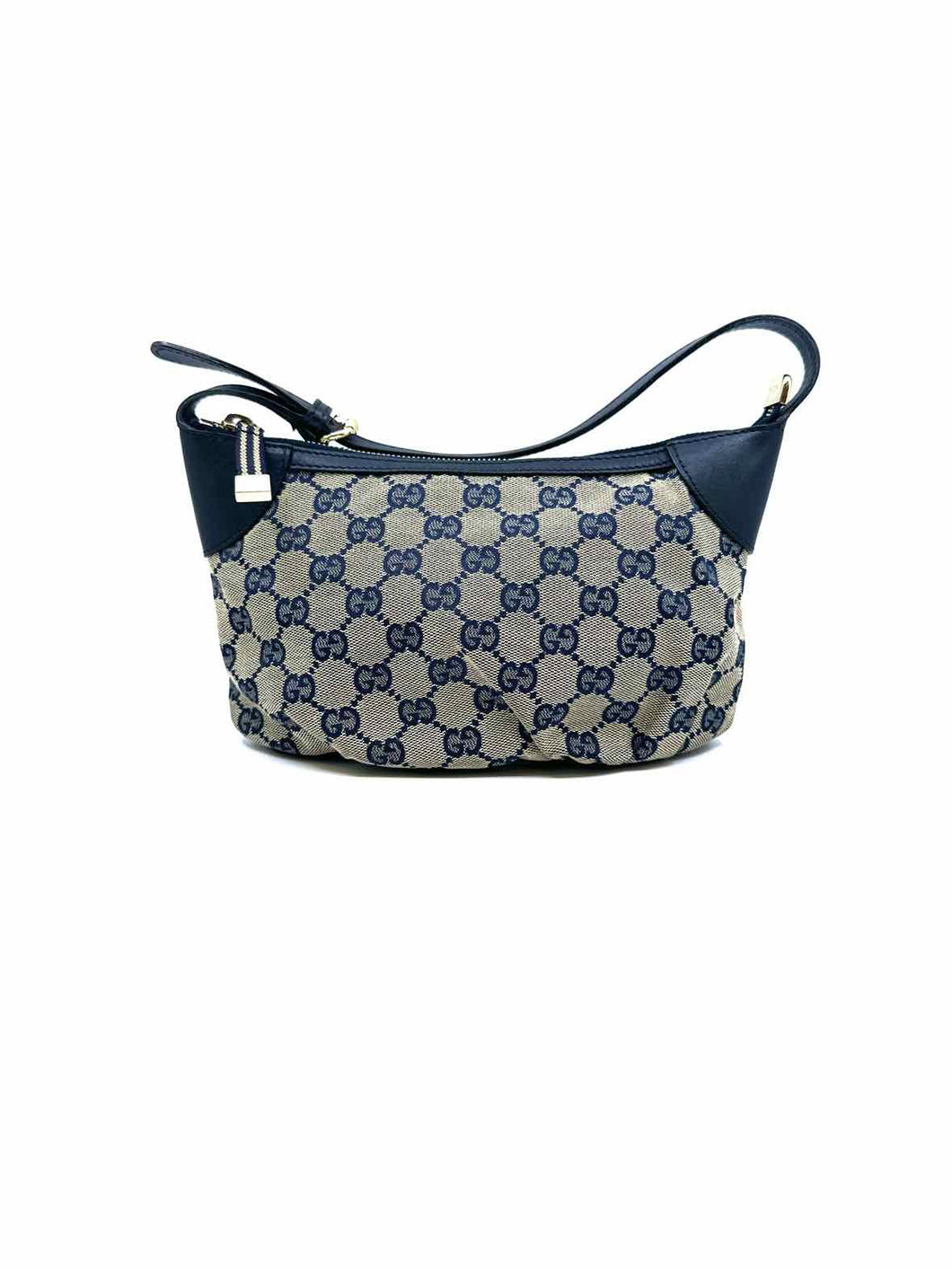 GUCCI Navy, Beige Canvas Monogram Handbag