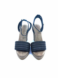 BRUNELLO CUCINELLI Size 8.5 Black Leather Wedge