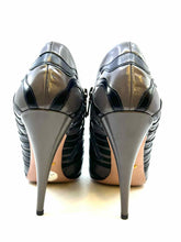 Load image into Gallery viewer, PRADA Size 10.5 Grey Leather Zebra Ankle Boot
