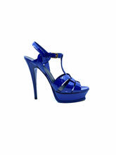 Load image into Gallery viewer, YVES SAINT LAURENT Size 9 Violet Patent Leather Solid Sandals
