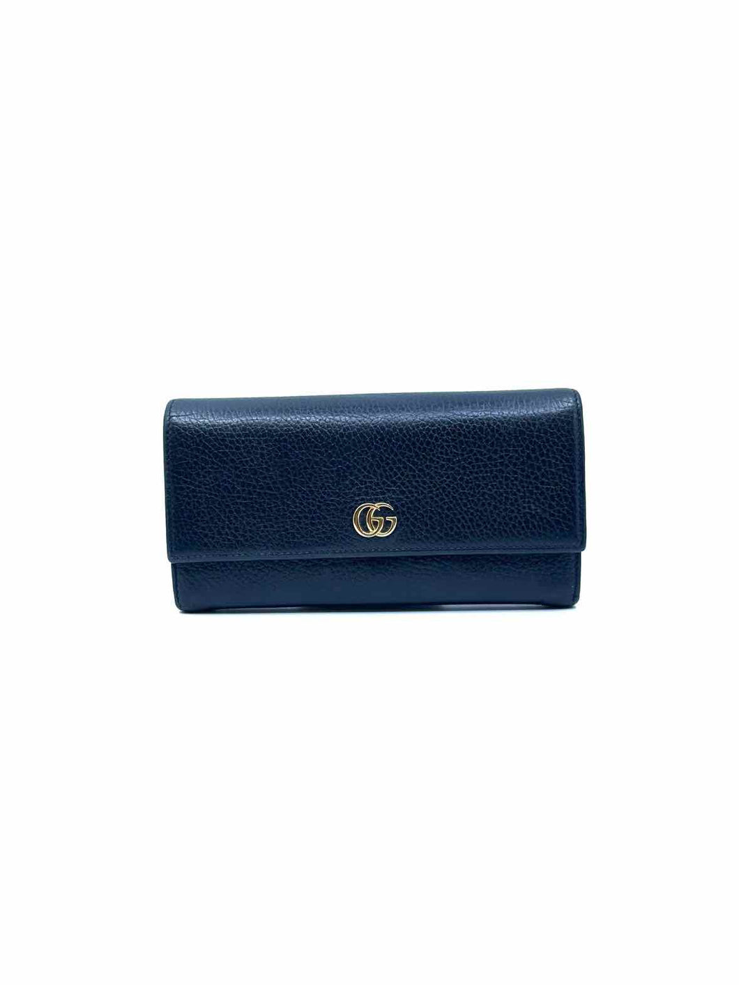 GUCCI Continental Black Leather Solid Wallet