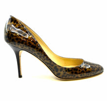 Load image into Gallery viewer, JIMMY CHOO Size 10 Brown Patent Leather Cheetah print Pumps
