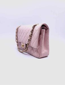 CHANEL Light Pink Leather Quilted caviar Handbag