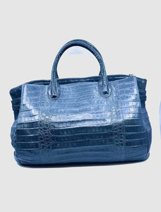 NANCY GONZALEZ Grey Leather Crocodile Handbag