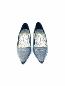 MANOLO BLAHNIK Size 8 Grey Canvas Solid Pumps