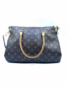 LOUIS VUITTON Brown Coated Leather Monogram Handbag