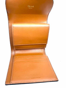 CELINE Small Flap Wallet TRIOMPHE Brown, Camel Coated canvas Monogram Wallet