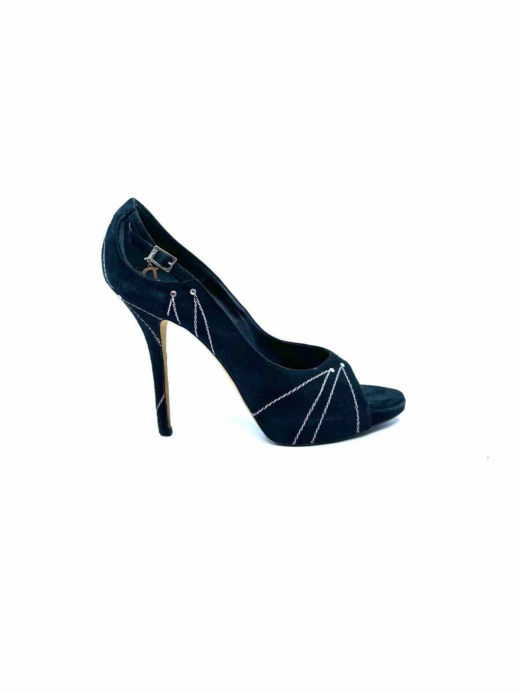CHRISTIAN DIOR Size 7.5 Black Suede Solid Pumps