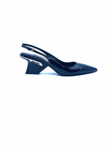 PRADA Size 8.5 Black Patent Leather Sling back