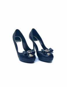 CHRISTIAN DIOR Size 9 Black Leather Quilted Pumps