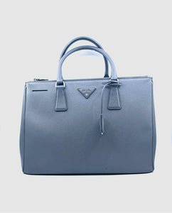 PRADA Galleria Grey Leather Solid Handbag