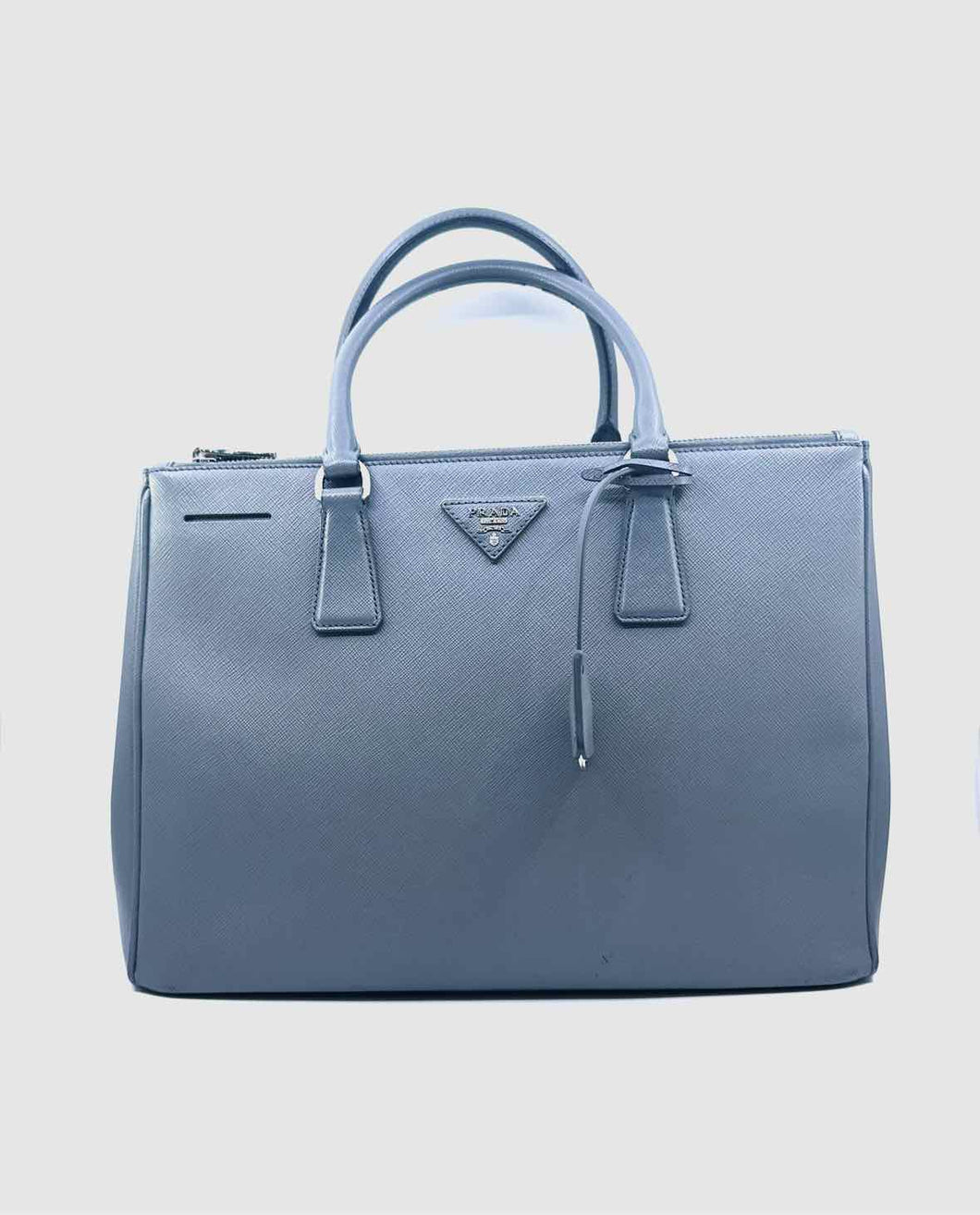 PRADA Galleria Grey Leather Solid Handbag