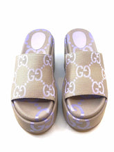 Load image into Gallery viewer, GUCCI Size 10.5 Lavender Canvas Monogram Wedge

