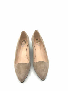 TOD'S Size 7.5 Beige Suede Solid Wedge