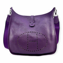 Load image into Gallery viewer, HERMES Evelyne 33 Purple Pebbled Leather Solid Handbag
