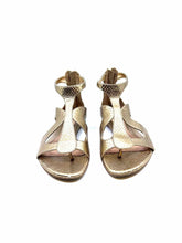 Load image into Gallery viewer, ALEXANDER MCQUEEN Size 7 Gold Leather Lizard Flats
