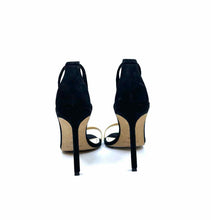 Load image into Gallery viewer, MANOLO BLAHNIK Size 6.5 black, white Suede, Leather Sandals
