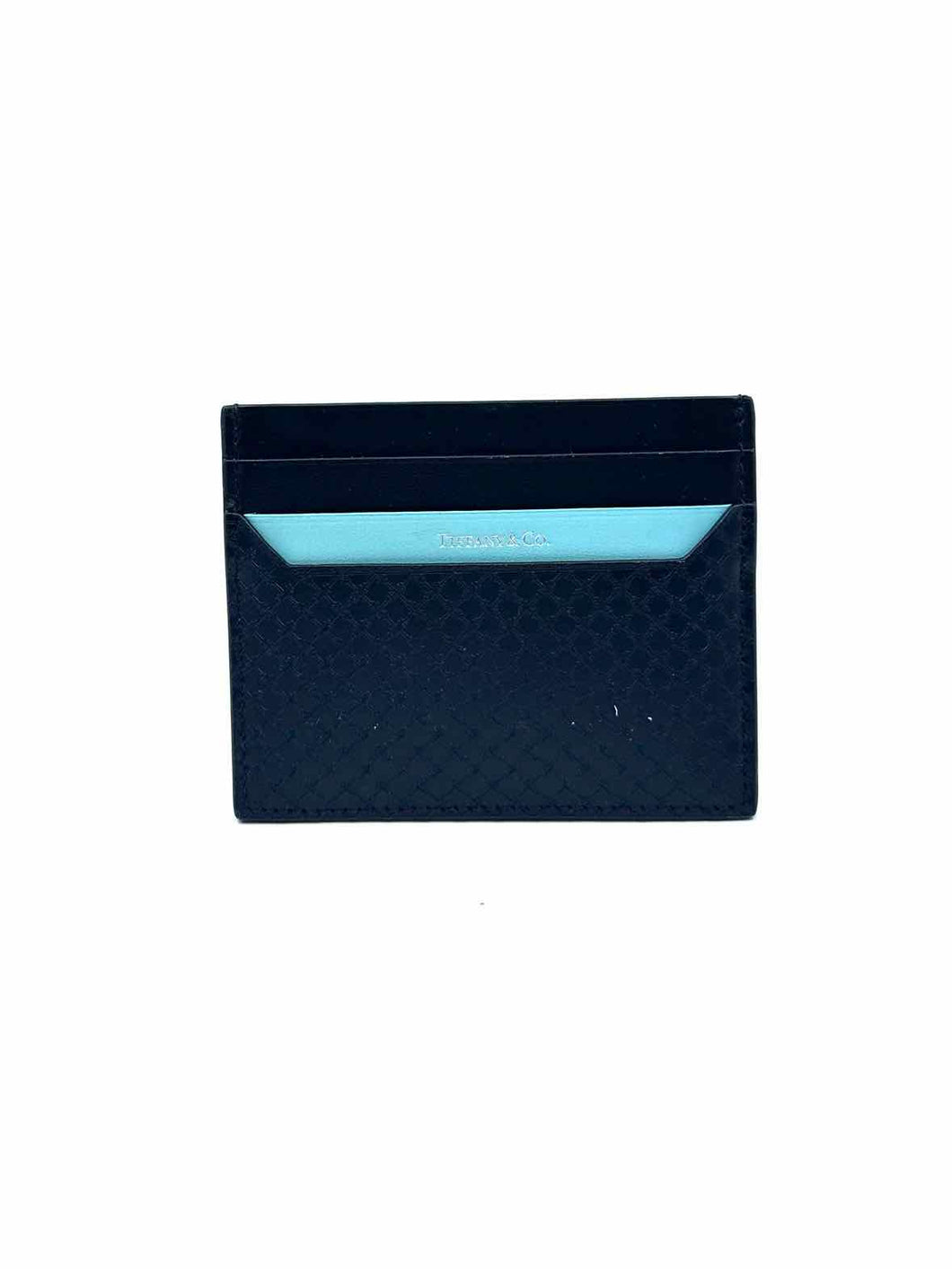 TIFFANY & CO Black, blue Leather Solid Card Holder