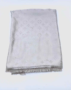 LOUIS VUITTON Grey Square 56" MONOGRAM Shawl