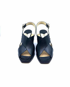 JIMMY CHOO Size 8.5 Black Leather Solid Sandals