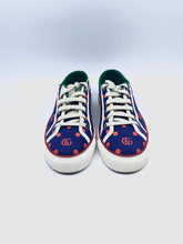 Load image into Gallery viewer, GUCCI Size 6 Blue, Red Canvas Polka Dot Sneakers
