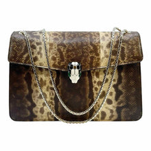 Load image into Gallery viewer, BVLGARI Brown, beige Snakeskin Handbag
