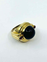 Load image into Gallery viewer, 14k Cabochon Onyx and Ruby Ring

