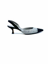Load image into Gallery viewer, MANOLO BLAHNIK Size 9.5 Grey, Black Wool Suede Solid Sling back
