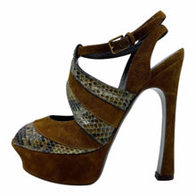 Load image into Gallery viewer, YVES SAINT LAURENT Suede Snakeskin Patchwork Sandals | 6
