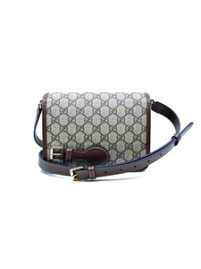 GUCCI GG Mini Supreme Brown Coated canvas Monogram Handbag