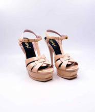 Load image into Gallery viewer, YVES SAINT LAURENT Size 7.5 Peach Patent Leather Sandals
