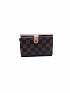 LOUIS VUITTON Brown, Pink Leather Damier Wallet