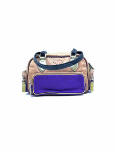PRADA Purple, Beige Nylon Solid Handbag