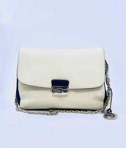 CHRISTIAN DIOR Cream, Black Leather Solid Handbag