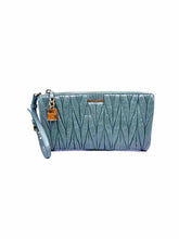 Load image into Gallery viewer, MIU MIU Green Leather Metal Ruched Wristlet
