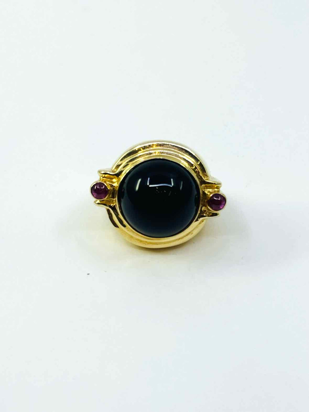Cabochon Onyx and Ruby 14k Ring