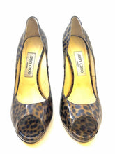 Load image into Gallery viewer, JIMMY CHOO Size 9 Brown Patent Leather Cheetah print Pumps
