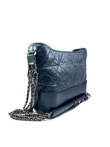 CHANEL Gabrielle Hobo Medium Black Lambskin Lace Quilted Handbag