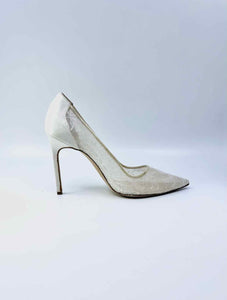 MANOLO BLAHNIK Size 8.5 White Lace Floral Pumps
