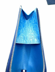 SALVATORE FERRAGAMO Blue Leather Cosmetic Case