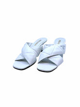 Load image into Gallery viewer, PRADA Size 7.5 White Leather Quilted Mules
