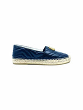 Load image into Gallery viewer, CHANEL Size 9.5 Black Leather Chevron print Flats
