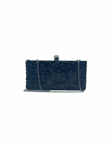 JIMMY CHOO Black Velvet Cheetah print Evening Bag